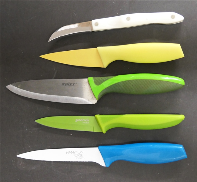 Lot of Kitchen Knives including Cutco 3120 Paring Knife, Zyliss, Hampton Forge, and Good Cook Chefs Knives 