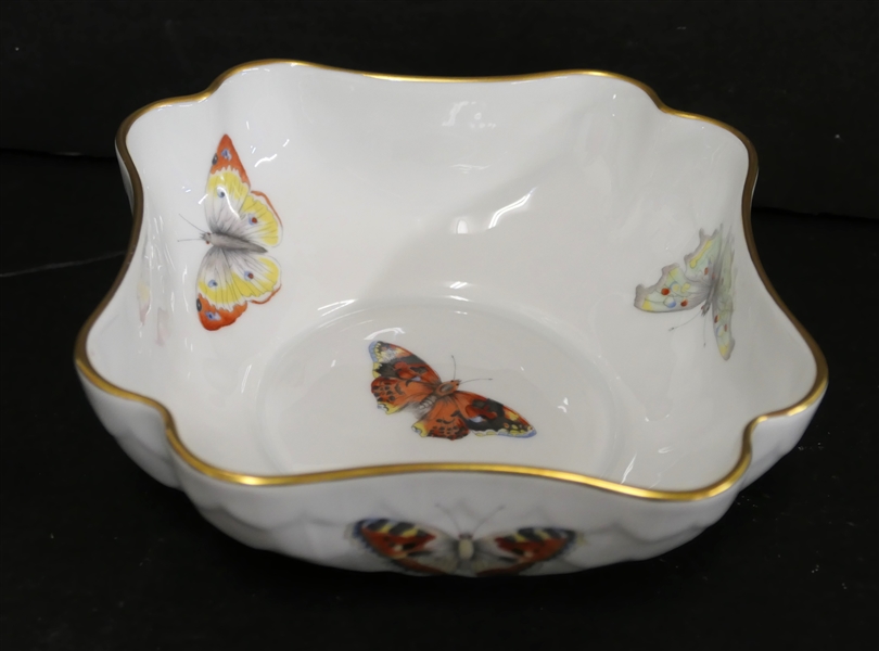 L. Bernardaud & Co. Limoges France - Limoges Square Butterfly Bowl - Measures 2 1/4" Tall 6 1/4" Across