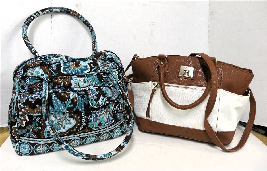 Turquoise and Brown Vera Bradley Satchel and Brown and White Tig II Purse - Both Like New