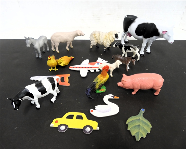 Collection of Farm Animal Toys - Cows, Chickens, Sheep, Pigs, and Rooster