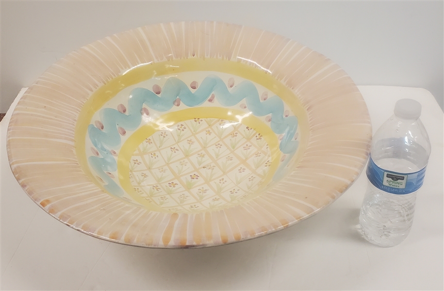 Huge Mackenzie Childs Serving Bowl / Salad Bowl "Summer Frock" Pattern - Measures 5 3/8" Tall 17 5/8" Across