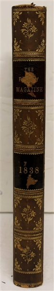 The Penny Magazine of The Society for the Diffusion of Useful Knowledge London 1838 - Leather Bound Marbleized Cover and End pages - Gold Lettering 