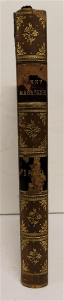 The Penny Magazine of The Society for the Diffusion of Useful Knowledge London 1840 - Leather Bound Marbleized Cover and End pages - Gold Lettering - Some Damage to Leather on Spine