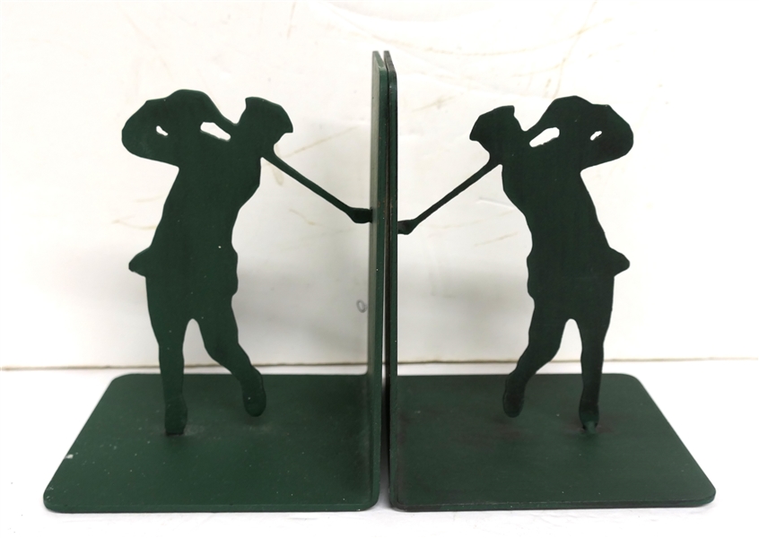 Pair of Metal Golfer Bookends - Each Measures 7" tall 