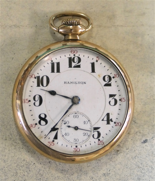 Hamilton 23 Jewel Pocket Watch - Number 950 - Second Register Philadelphia 20 Year Gold Filled Case - Watch is Running