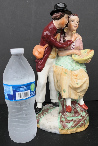 Large 19th Century Staffordshire Figure - Man and Woman  - Measures 12"