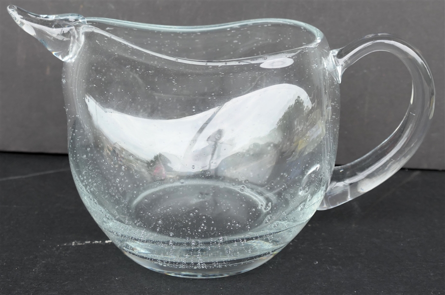 Abigals "St. Remy" Bubble Glass Pitcher - Measures 5 1/2" tall 9" Spout to Handle 