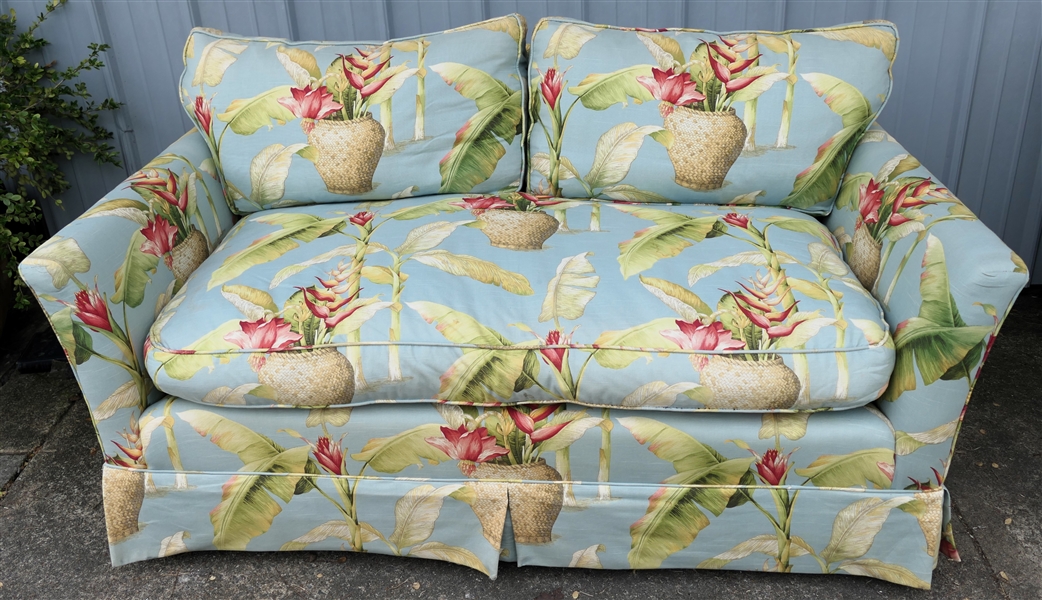 Coastal Chic Loveseat - Tropical Upholstery - Down Filled Cushions - Measures 58" Long 32" Deep 