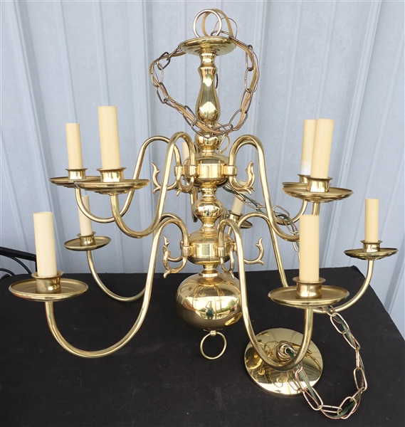 Brass 10 Branch Chandelier - Fixture Measures 22 1/2" Tall 