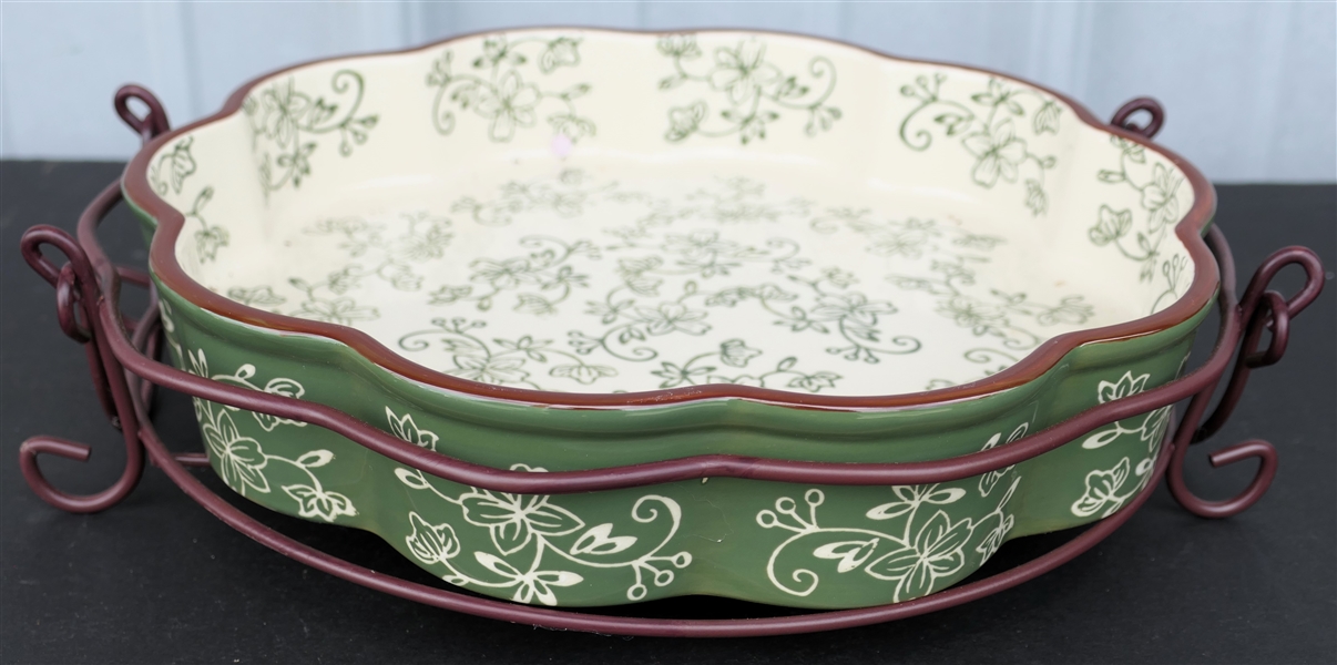 Temptations "Floral Lace" Fluted Dish with Stand - Measures 10" Across