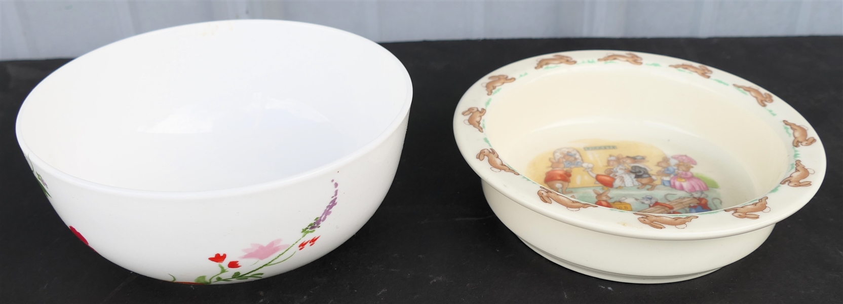 Royal Doulton "Bunnykins" 6 1/2" Bowl and Roscher Floral Cereal Bowl 