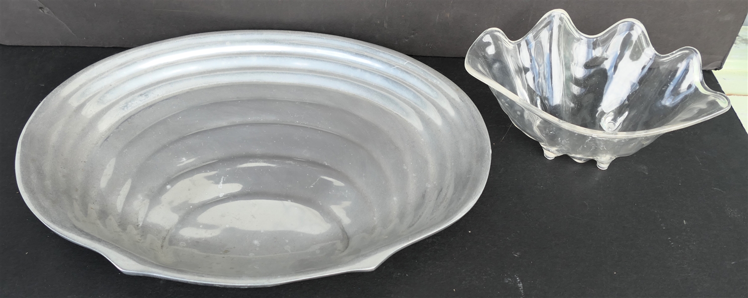 Tam San Freezer to Oven Metal Shell Shaped Platter and Lucite Shell Bowl - Platter Measures 15 1/2" by 10 1/2"