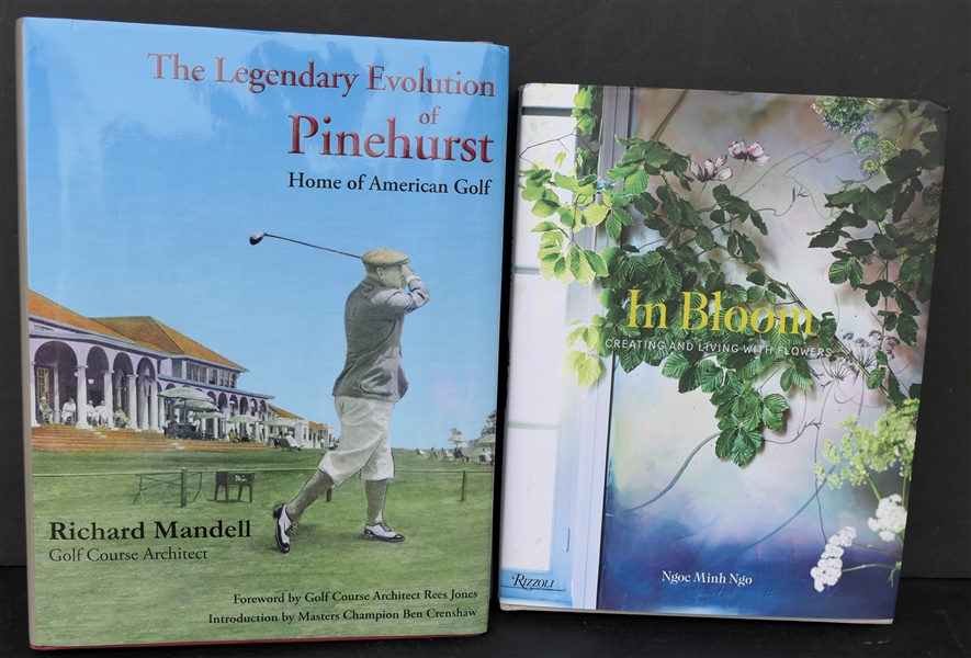 "In Bloom Creating and Living With Flowers" Hardcover Book with Dust Jacket and "The Legendary Evolution of Pinehurst - Home of American Golf" - Hardcover Book with Dust Jacket