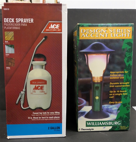 Design Series Accent Light - Williamsburg Design by ThermoLyte in Original Box - Never Used and New Ace 2 Gallon Deck Sprayer in Original Box