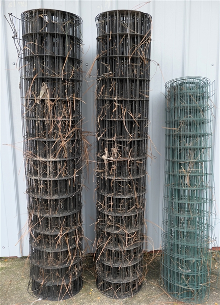 2 Rolls of 5ft. Black Rubber Coated Fencing and 1 Roll of Green Rubber Coated 4 Ft Wire