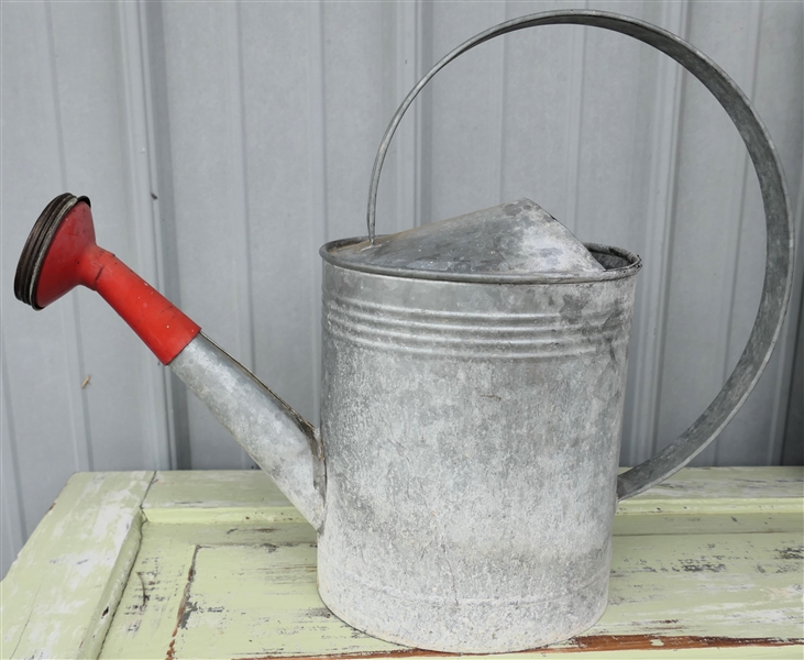 Galvanized Watering Can with Brass Sprinkler - Measures 9" Tall 