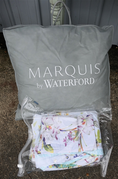 Beautiful Yves Delorme Paris - Duvet Cover and 2 Shams - Queen / Full Size and Marquis by Waterford Euro Sham 