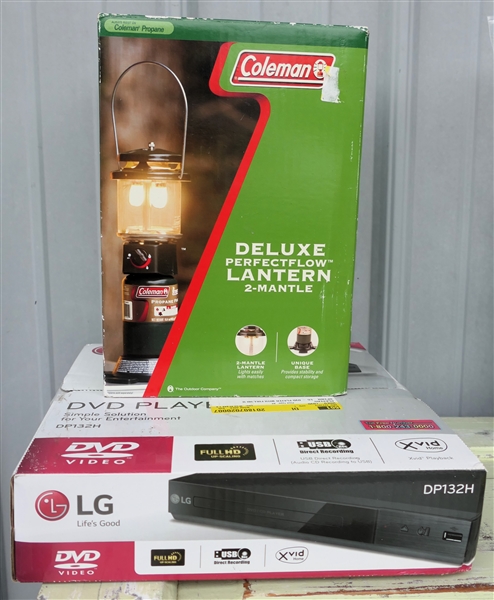 Coleman Deluxe Perfectflow Lantern - 2 Mantle and LG DVD Player - New Unopened