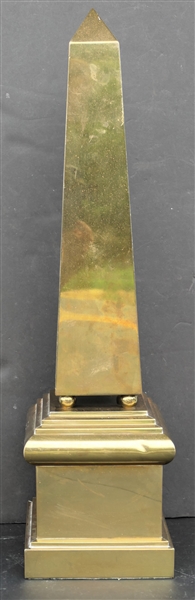 Brass Obelisk - Decorative Crafts Imports - Made in Hong Kong - Measures 23 1/2" tall 