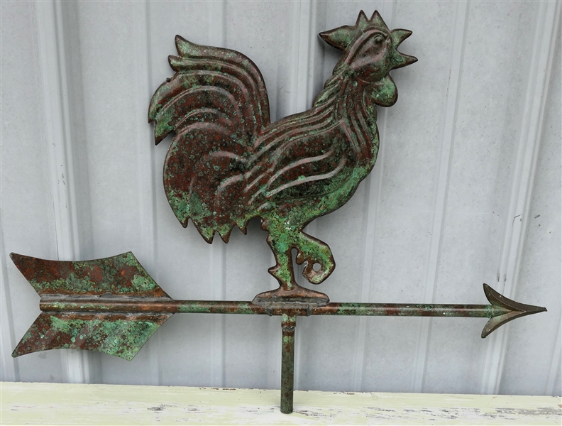 Modern Copper Rooster Weathervane Top - Measures 16" by 21" 