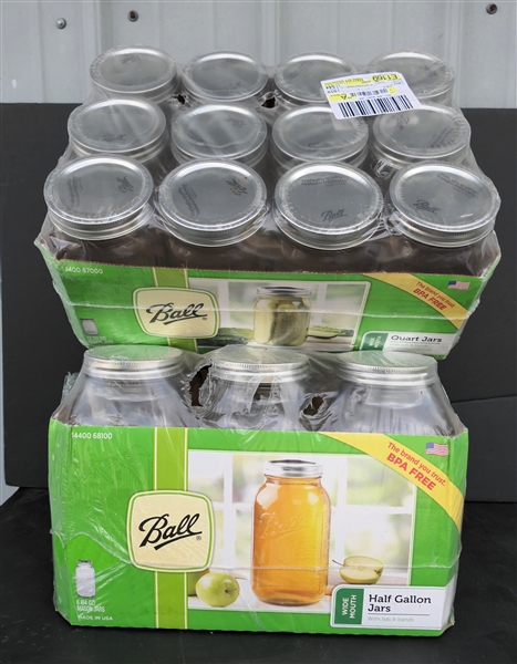 1 Full New Case of 12 Wide Mouth Quart Jars and Full New Case of 6 Wide Mouth Half Gallon Jars 