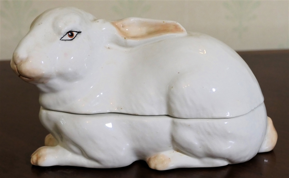 Italian Porcelain Rabbit Box - Measures 5" Tall 7" Nose to Tail 