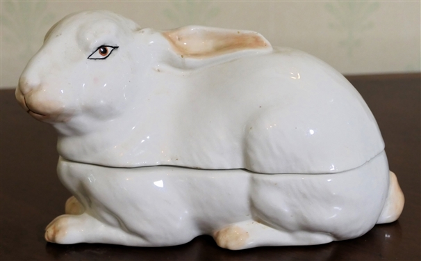 Italian Porcelain Rabbit Box - Measures 5" Tall 7" Nose to Tail 