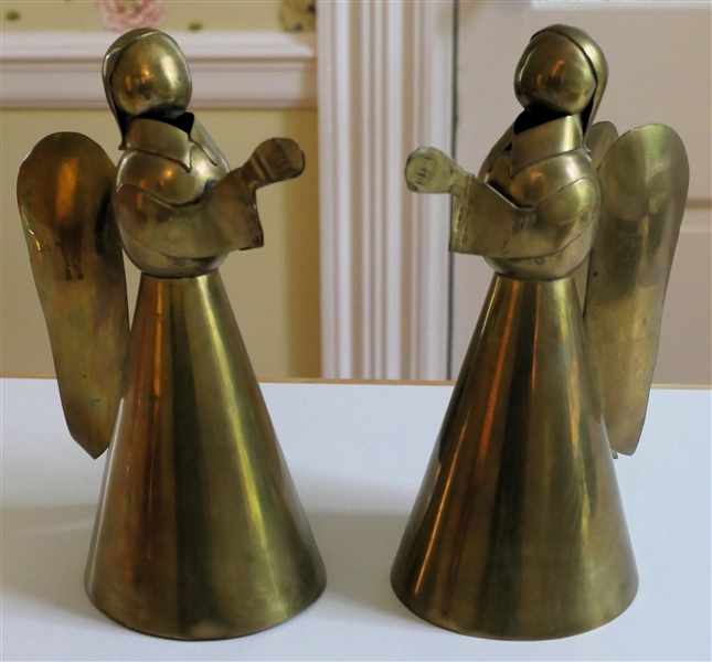 Pair of Handmade Mexico Brass Angels -Each Measures 8" Tall 