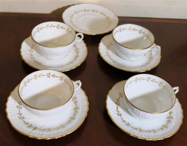 4 - Richard Ginori Italy Gold Trimmed Cup and Saucer Sets and 1 additional Saucer 