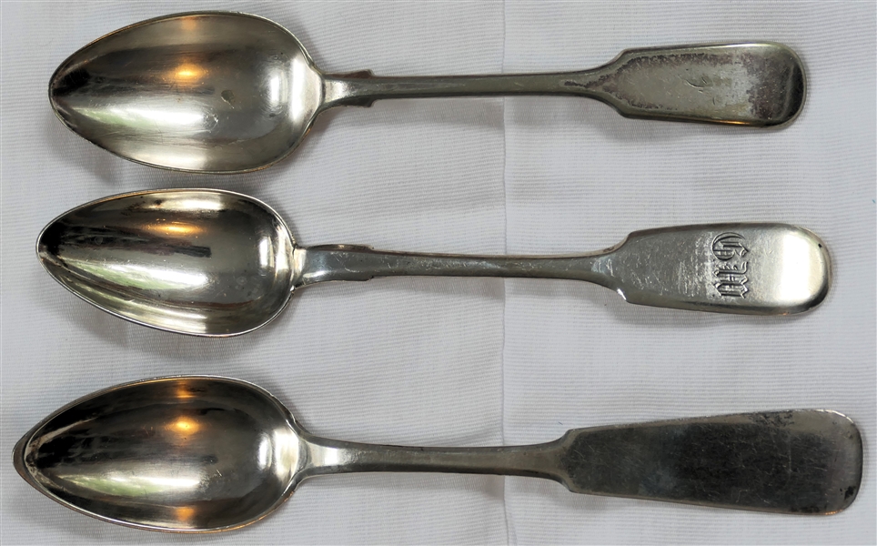 3 Coin Silver Spoons - Each Measures 6" Long