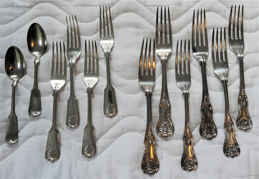 10 Shell Patterned Forks Including Mappin & Webb and 2 Rogers Spoons 