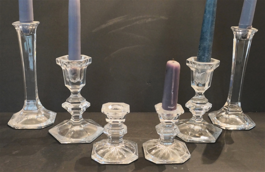 6 Crystal Candle Sticks - Tallest Measure 7" Smallest 3" 