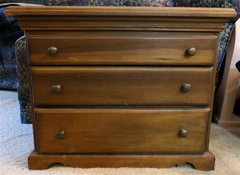 Nice Pine Silver Chest  - 3 Felt Lined Drawers - Measures 15 1/2" tall 19" by 10 1/2" 