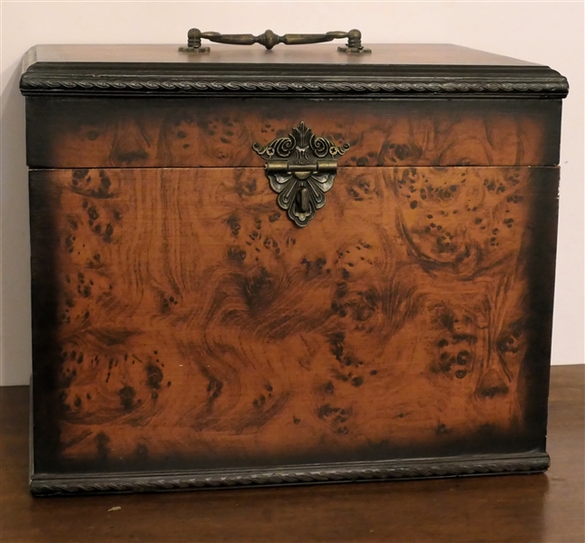 Decorator  Lift Top Storage Box with Burl Finish - Box Measures 9 3/4" Tall 12" by 9" 