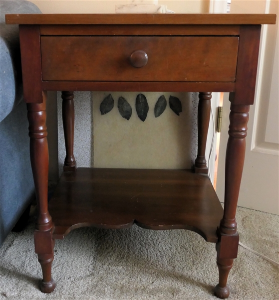 Sheraton Style Walnut Table with Drawer - Table Measures 27" Tall 21" by 19" 