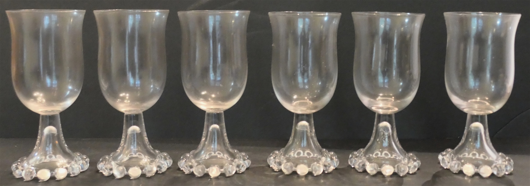 6 - Candlewick Footed Goblets - Each Measures 6 3/4" 