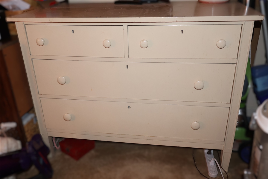 2 Over 2 Drawer Dresser - White Painted -Dovetailed Drawers -  Measures 33" tall 44" by 22" 