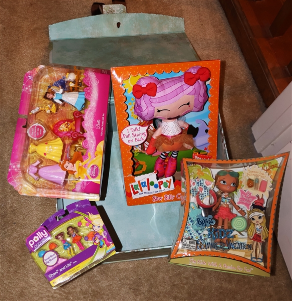 Girls Toys Lot including Disney "Belle". Polly Pocket, Lalaloopsy "Sew Silly Chatters" and Bratz Kids Summer Vacation 