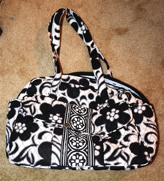 Vera Bradley Black and White Floral Diaper Bag - Plastic Lined - Lots of Compartments