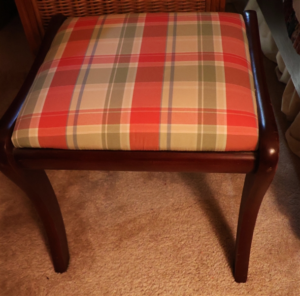 Mahogany Finish Dressing Stool - Measures 16" tall 16" by 16" 