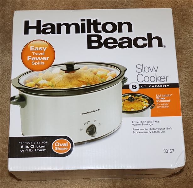 Brand New in Box Hamilton Beach Slow Cooker with Lid Latch 