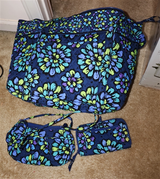 3 Vera Bradley "Indigo Pop" Bags - Miller Tote Bag, Wallet, and Mini Purse - Tote New with Tags - Others Appear New e