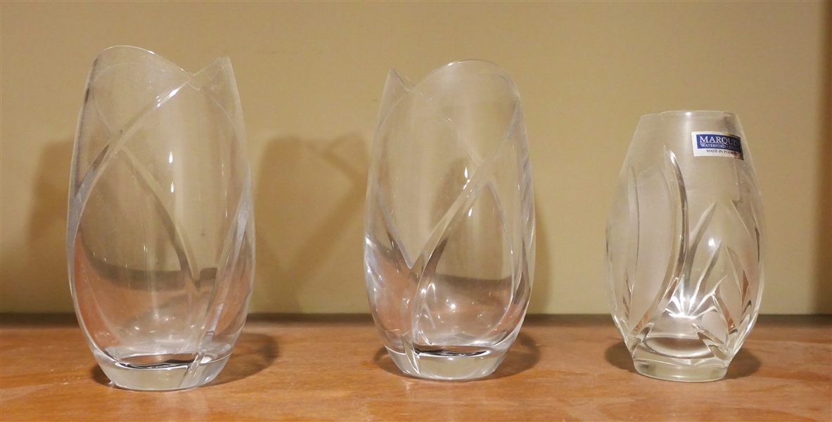 3 Crystal Vases - 2 Mikasa "Finesse" 5 1/2" Vases and Marquis by Waterford Vase