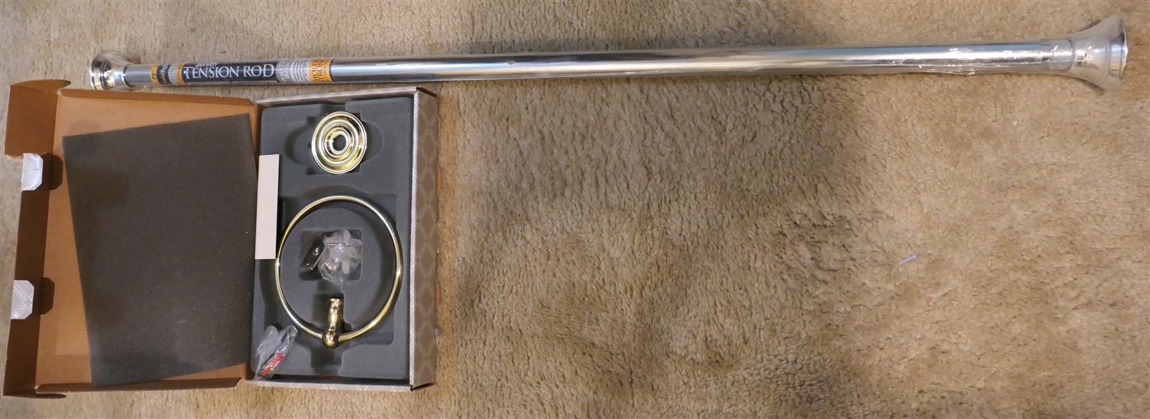 Baldwin Brass "Georgetown" Towel Ring - Polished Brass and Zenith Tension Rod 