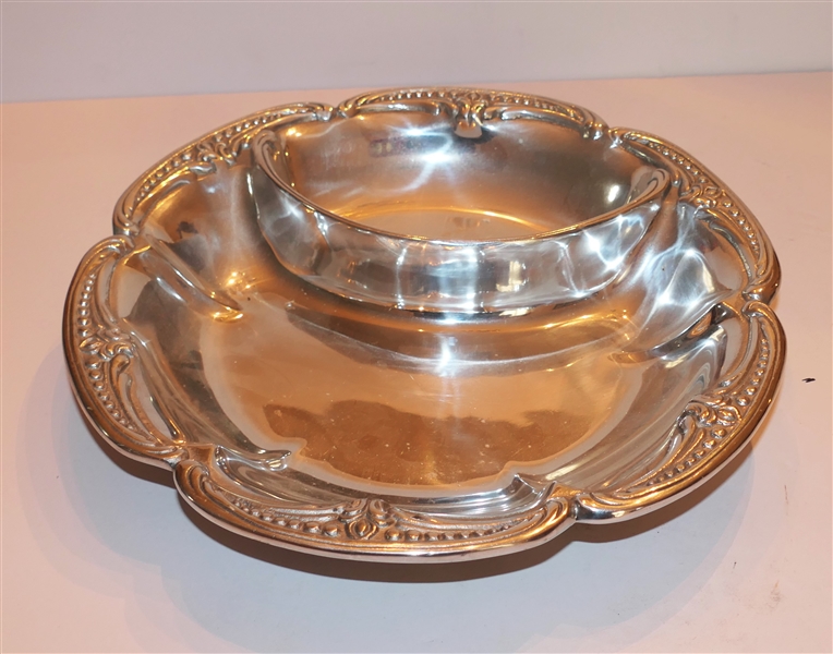 Pewter Bowl and Wilton Armetale "Belmont" Chip and Dip - Juan Vela Studio - Measures 12 1/2" Across