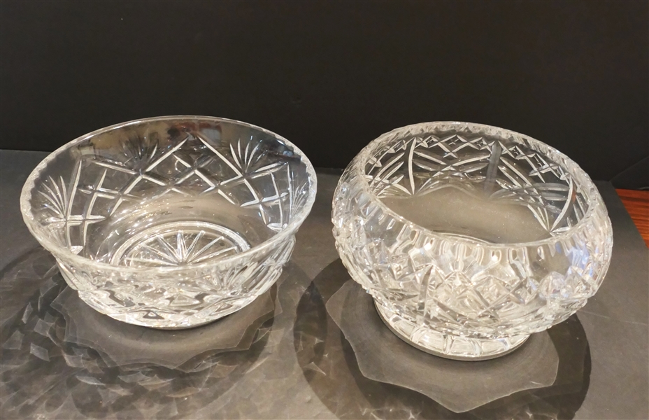 2 Lead Crystal Bowls - 7 1/4" Across and 6" Across