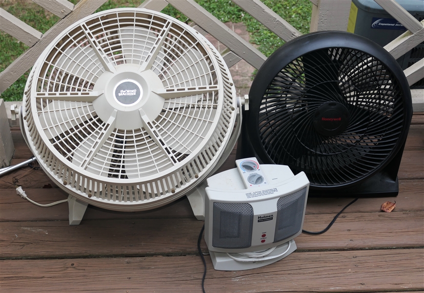 The Wind Machine Fan, Honeywell Fan, and Holmes "Twin Ceramic" Heater 