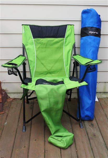 2 - Kijaro Folding Camp Chairs - Blue and Green - Nice Oversized Chairs 