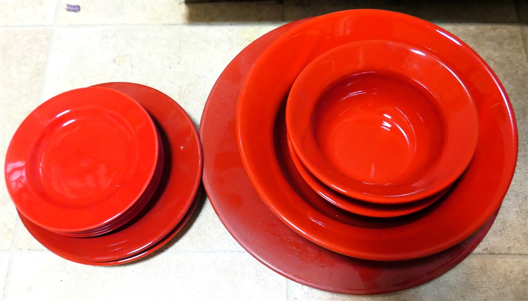 10 Pieces of Red Pier 1 China - Charger, Serving Bowl, Salad Plates