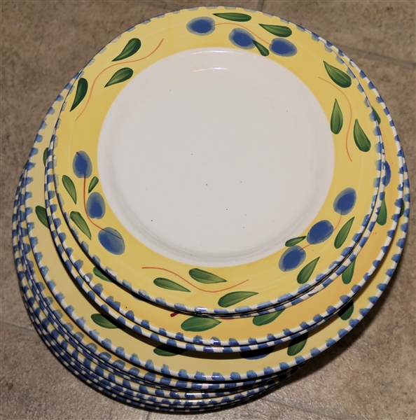 16 Pieces of Pier 1 "Palermo" China - Dinner Plates, Salad Plates, and Soup Bowls - Few Have Paint Flakes Around Edges